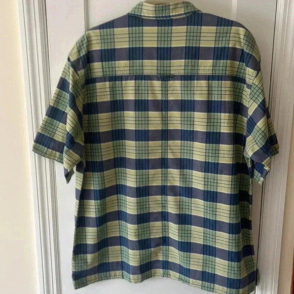 North Face 100% Cotton A5 Series Plaid Button Down Shirt Large Blue Green Camp - Picture 5 of 17